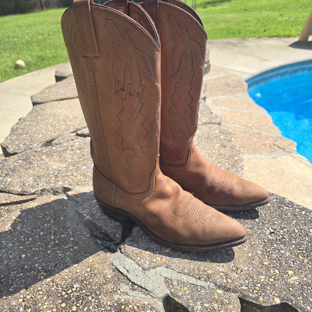 Vintage Mens Dan Post Marlboro Leather Cowboy Western Rancher Boots Size 9M